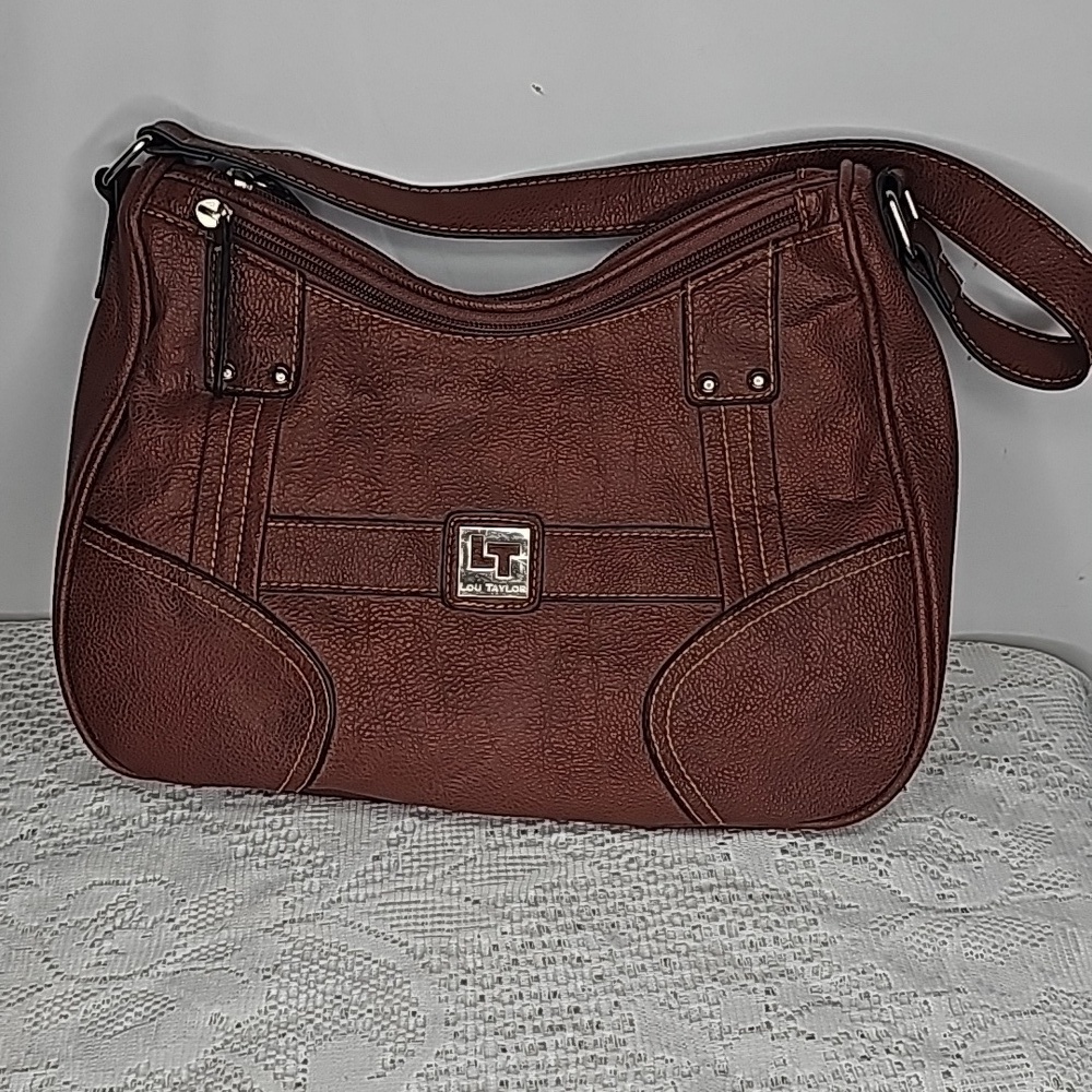 Vintage Lou Taylor brown leather handbag shoulderbag